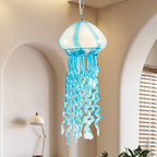 Murano Style Blown Glass Jellyfish Pendant Lamp Wind Chime Suncatcher Blue - BeyPan