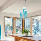 Murano Style Blown Glass Jellyfish Pendant Lamp Wind Chime Suncatcher Blue - BeyPan