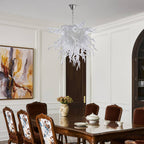Murano Style Clear Blown Glass Chandelier - Minimalist Sculptural Art Lighting - BeyPan