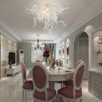 Murano Style Frost White Blown Glass Chandelier - Chihuly Style Chic White - BeyPan