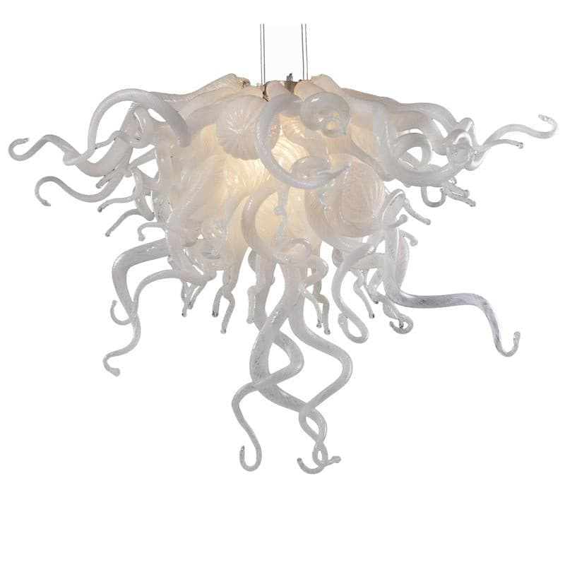 Murano Style Frost White Blown Glass Chandelier - Chihuly Style Chic White - BeyPan Hauptbild
