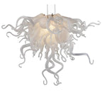 Murano Style Frost White Blown Glass Chandelier - Chihuly Style Chic White - BeyPan