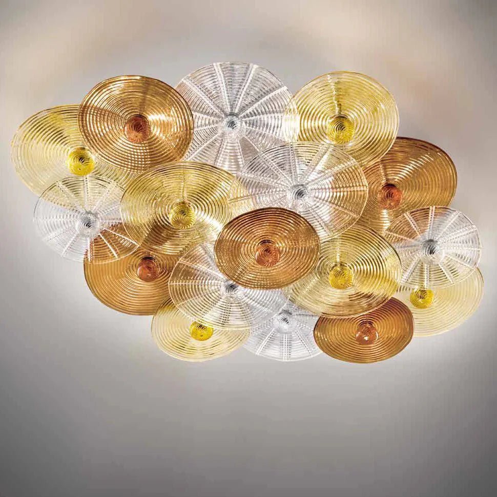 Murano-Style Multicolor Concentric Glass Disc Ceiling Chandelier - BeyPan Hauptbild
