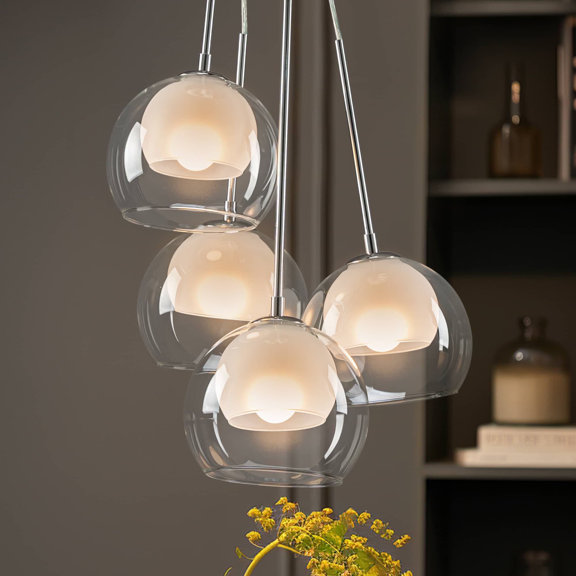 Nordic Chandelier Frosted White And Clear Double Layered Glass Shades - BeyPan