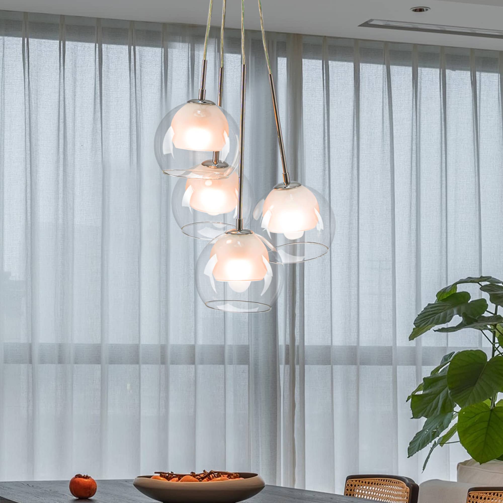 Nordic Chandelier Frosted White And Clear Double Layered Glass Shades - BeyPan