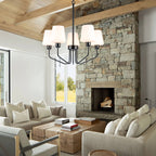 Nordic Style Candelabra Chandelier Matte Black White Glass Shade - BeyPan