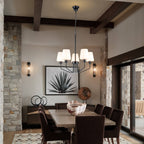 Nordic Style Candelabra Chandelier Matte Black White Glass Shade - BeyPan