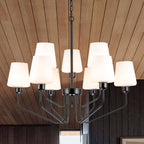 Nordic Style Candelabra Chandelier Matte Black White Glass Shade - BeyPan