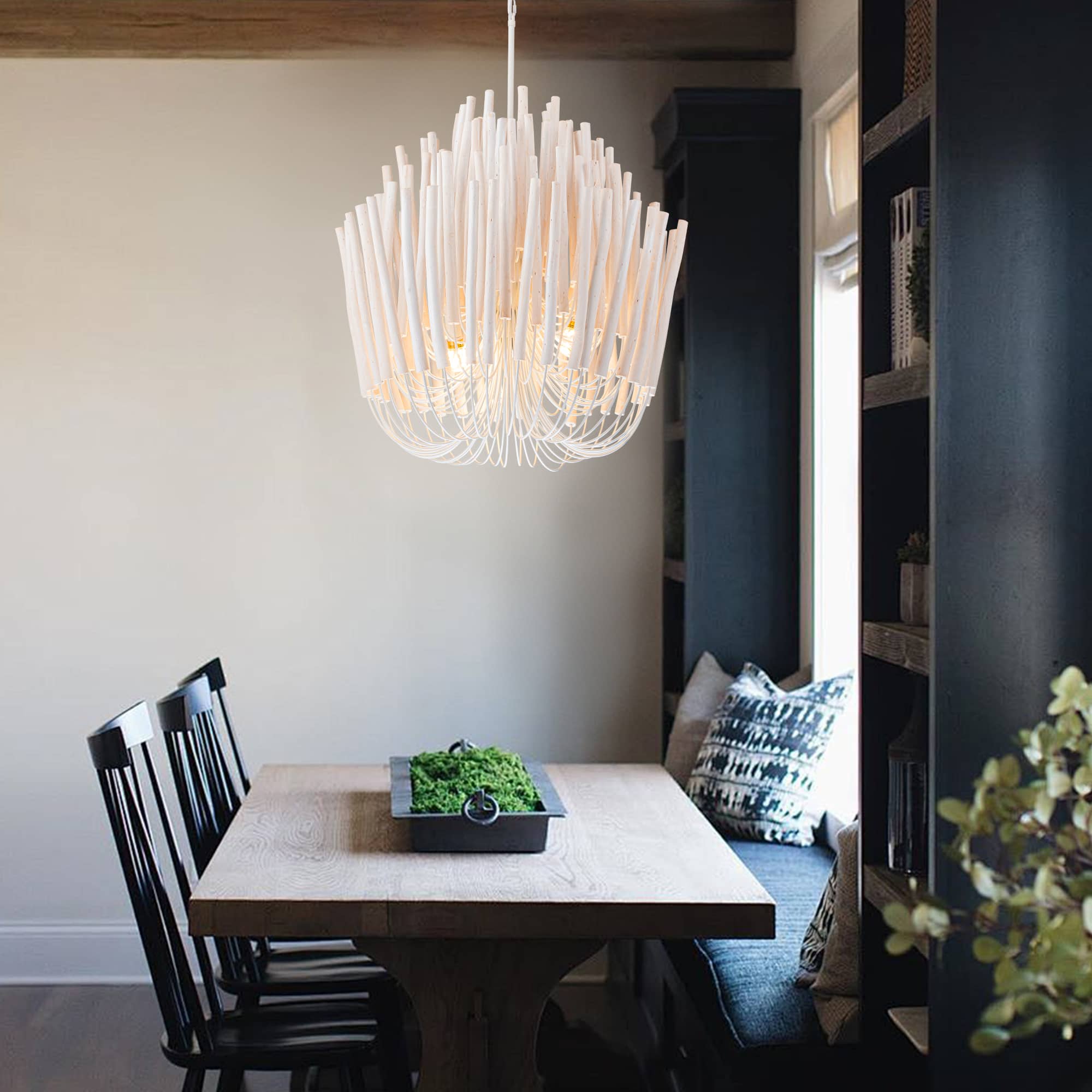 Nordic Style Wooden Metal Chandelier Tiered Wood Art Deco - BeyPan