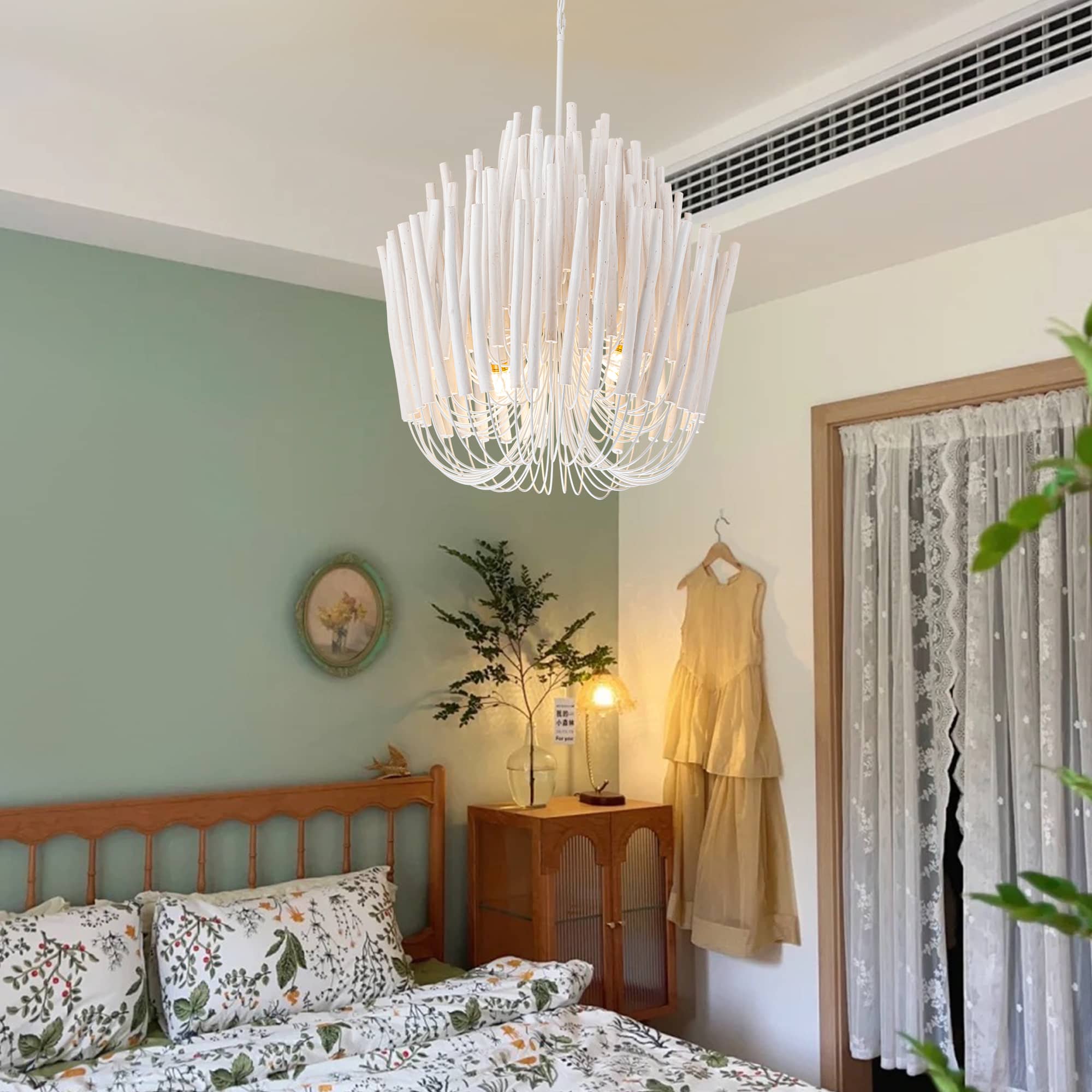 Nordic Style Wooden Metal Chandelier Tiered Wood Art Deco - BeyPan