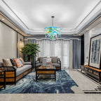 Ocean Breeze Artisan Glass Chandelier - Refreshing Sky Blue and Jade Green - BeyPan