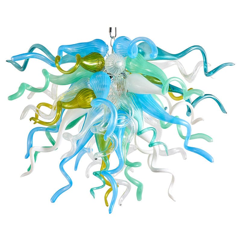 Ocean Breeze Artisan Glass Chandelier - Refreshing Sky Blue and Jade Green - BeyPan