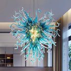 Oceanic Blue Heart Shaped Blown Glass Chandelier – Chihuly Style Artisan Art Glass Lighting - BeyPan