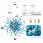 Oceanic Blue Heart Shaped Blown Glass Chandelier – Chihuly Style Artisan Art Glass Lighting - BeyPan
