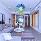 Oceanic Deep Blue and Aqua Murano Style Blown Glass Chandelier - BeyPan