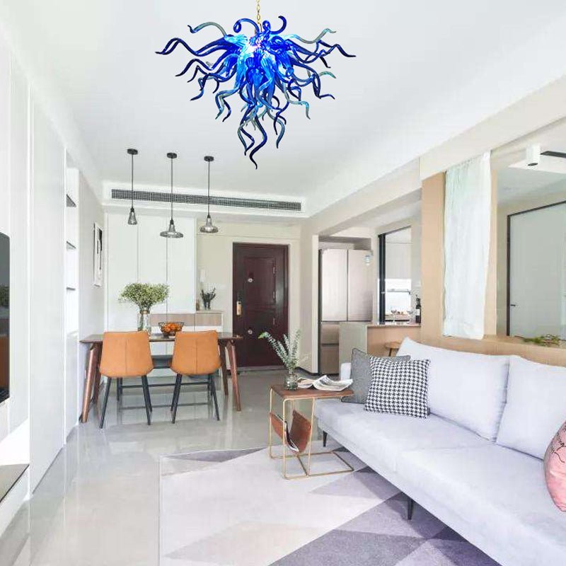Oceanic Dual-Tone Artisan Blown Glass Chandelier -Sapphire & Soft Aqua Zweitbild