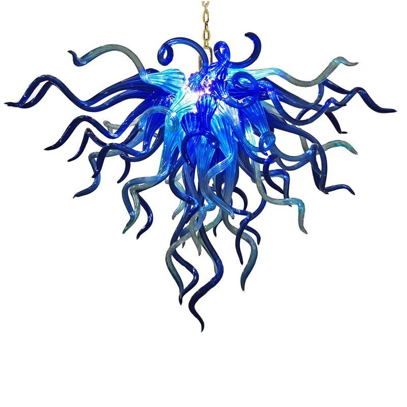 Oceanic Dual-Tone Artisan Blown Glass Chandelier -Sapphire & Soft Aqua - BeyPan Hauptbild