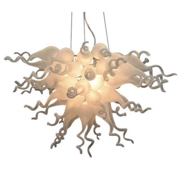 Pearl White Blown Glass Chandelier – Handcrafted Chihuly Style Art Glass - BeyPan Hauptbild