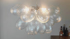 Clear Ribbed Cobblestone Bubble Ball Glass Chandelier  D20"