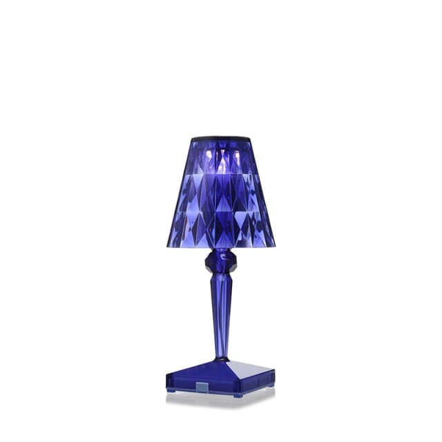 Decorative sapphire blue acrylic crystal lamp for modern home atmosphere.