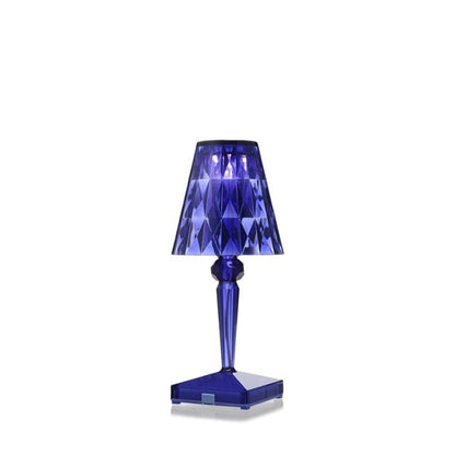 Decorative sapphire blue acrylic crystal lamp for modern home atmosphere.