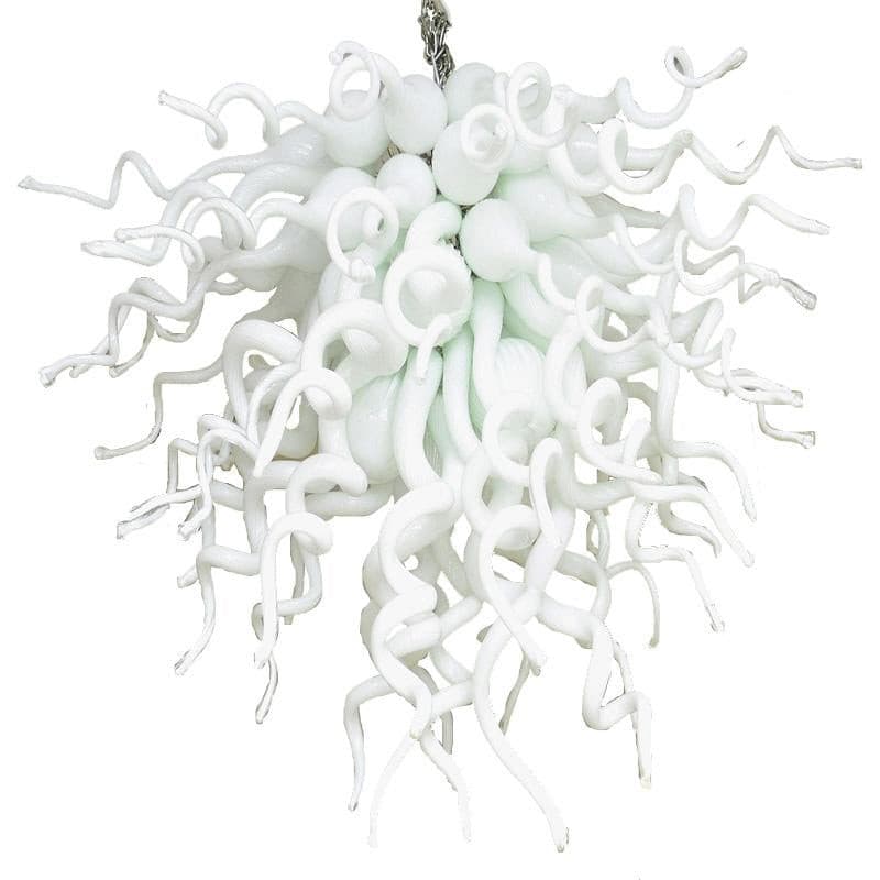 Pure Alabaster Artisan Blown Glass Chandelier - Modern Minimalist Milk White - BeyPan