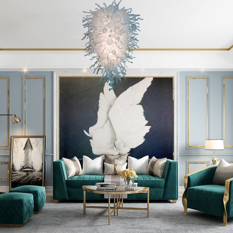 Pure Cascade Murano Style Glass Chandelier - Modern Hand-Blown White Zweitbild