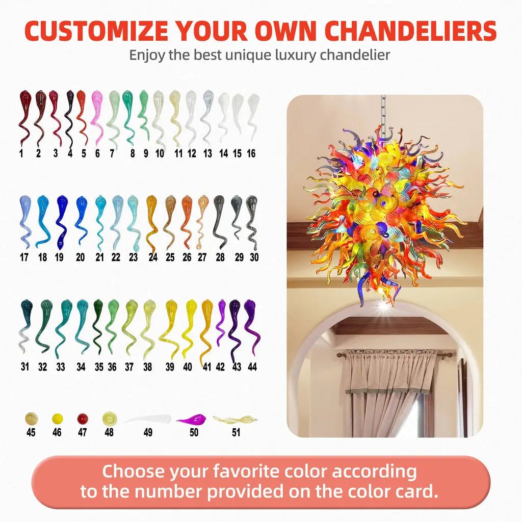 Radiant Kaleidoscope Chihly Style Blown Glass Chandelier Hanging Glass Sculpture Art Pendant Light For Villas Staircases - BeyPan