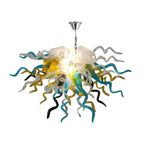Radiant Prism Artisan Blown Glass Chandelier - Amber, Azure Blue, White and Black - BeyPan