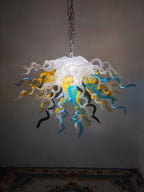 Radiant Prism Artisan Blown Glass Chandelier - Amber, Azure Blue, White and Black - BeyPan