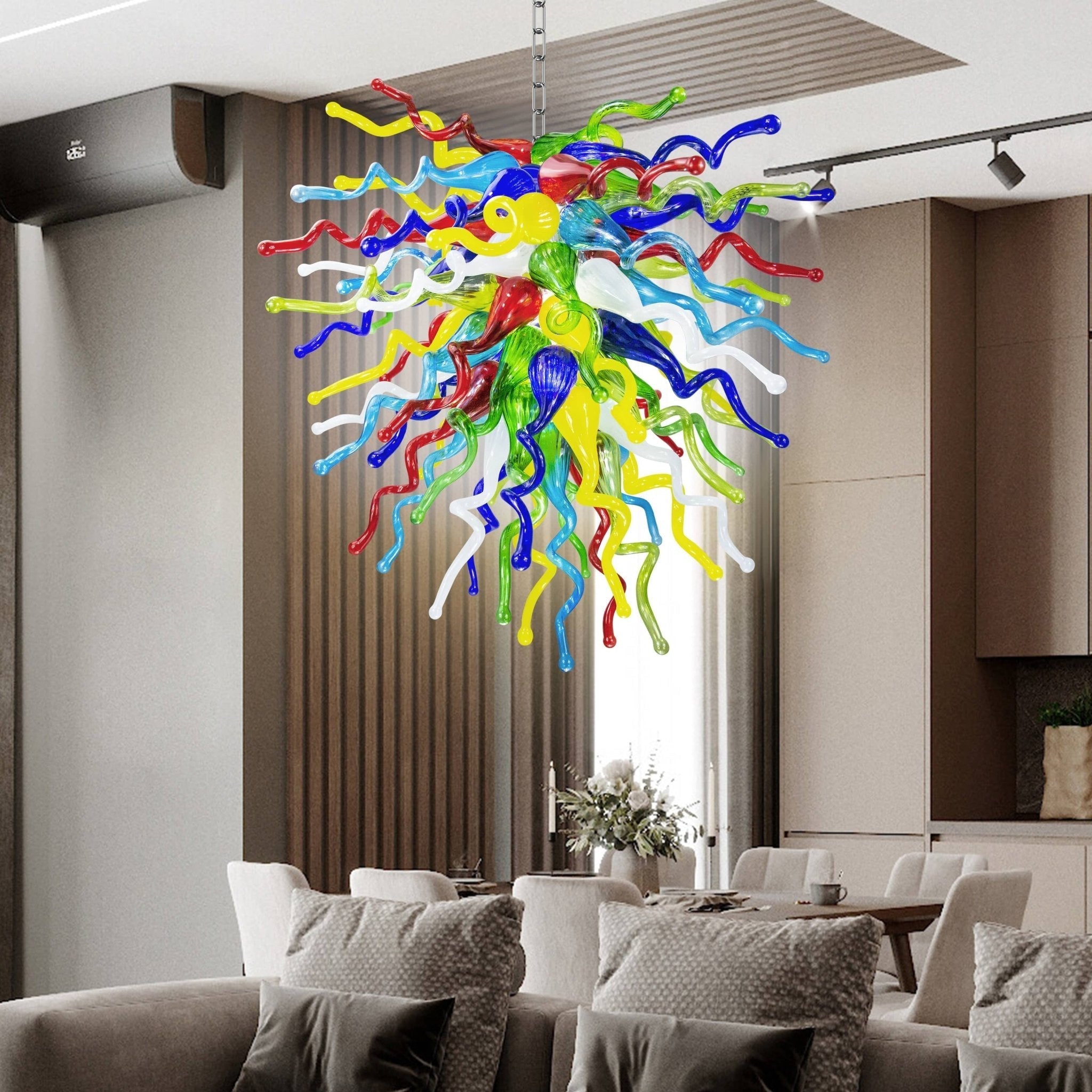 Radiant Rainbow Hand-Blown Glass Chandelier - Vibrant Multi-Color - BeyPan