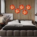 Red Blown Glass Wall Flower Sculpture - Custom Murano Style Wall Art - BeyPan