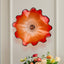 Red Blown Glass Wall Flower Sculpture - Custom Murano Style Wall Art - BeyPan