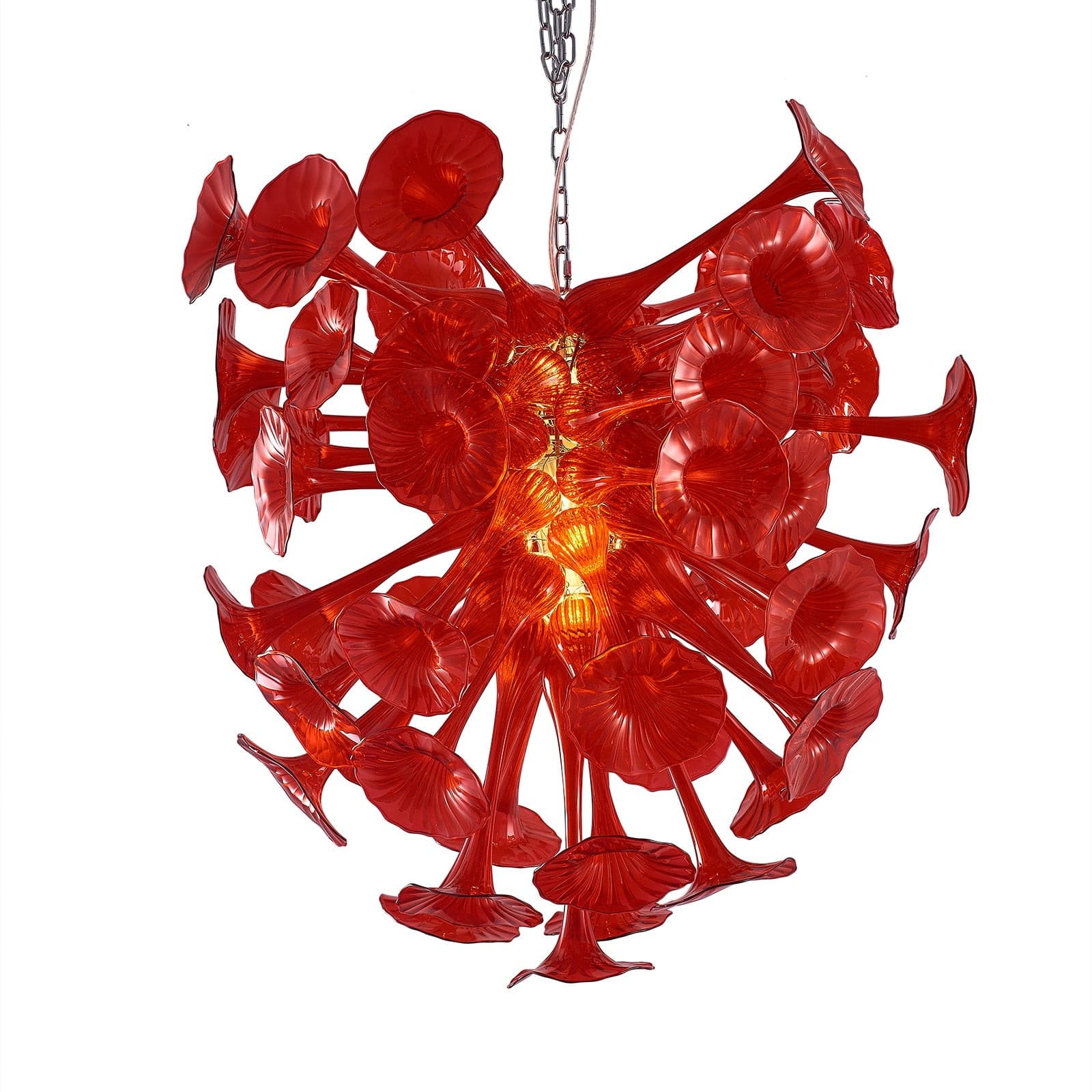 Red Calla Lily Blown Glass Chandelier Deluxe Home Decor - BeyPan