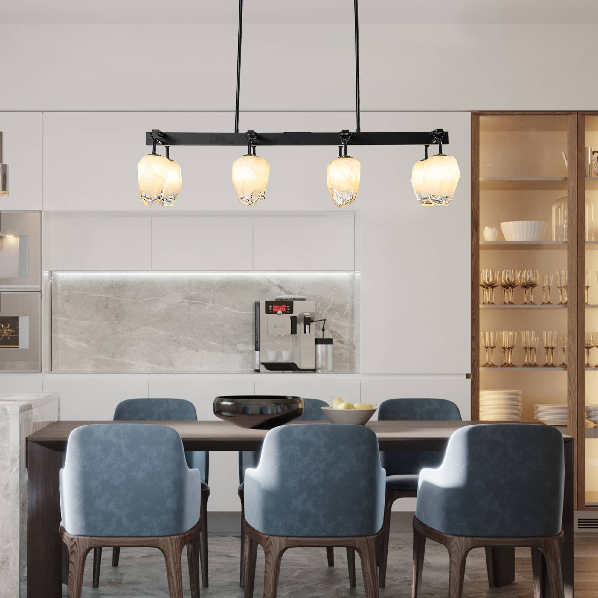 Retro Chandelier Frost White Hailstone-shaped Lampshape - BeyPan