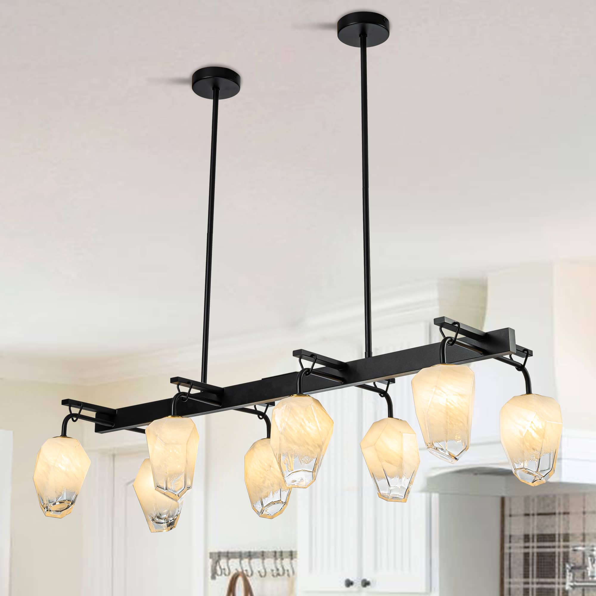 Retro Chandelier Frost White Hailstone-shaped Lampshape - BeyPan