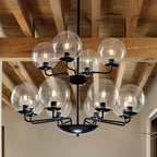 Retro Double-Tier Candelabra Chandelier 12-Light Glass Ball Shade - BeyPan