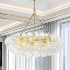 Ring Loop Bubbles Chandelier Swirled Texture Clear Globe D40"*H26" - BeyPan