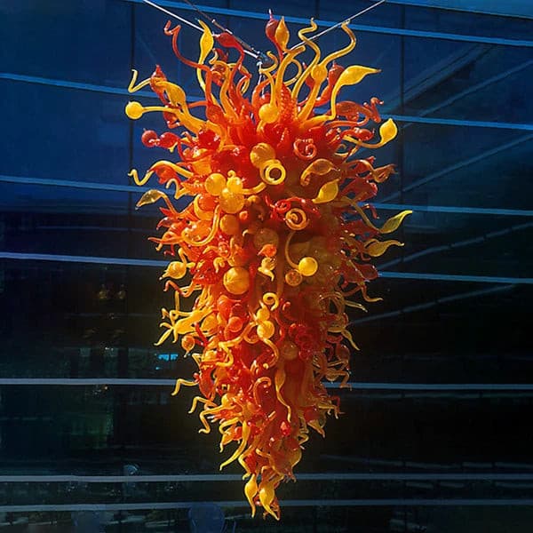 Rising Sun Artistic Hand-Blown Glass Chandelier Giant Size Orange And Yellow - BeyPan