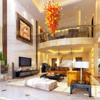 Rising Sun Artistic Hand-Blown Glass Chandelier Giant Size Orange And Yellow - BeyPan