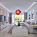 Ruby Red Hand-Blown Glass Bubble Chandelier - Modern Sphere Cluster Art Pendant - BeyPan