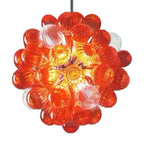 Ruby Red Hand-Blown Glass Bubble Chandelier - Modern Sphere Cluster Art Pendant - BeyPan