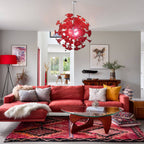 Ruby Red Horn Flower Hand-Blown Glass Chandelier - 34" Artistic Sputnik Starburst - BeyPan