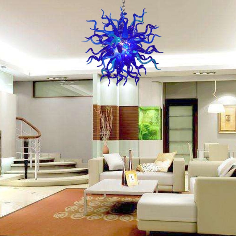 Sapphire Serenity Artisan Murano Style Blown Glass Chandelier - Deep Blue Zweitbild