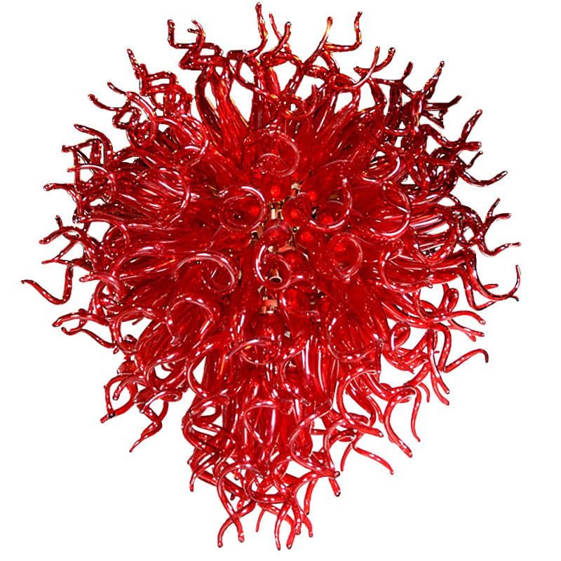 Scarlet Flame Artisan Glass Chandelier - Bold Ruby Red - BeyPan