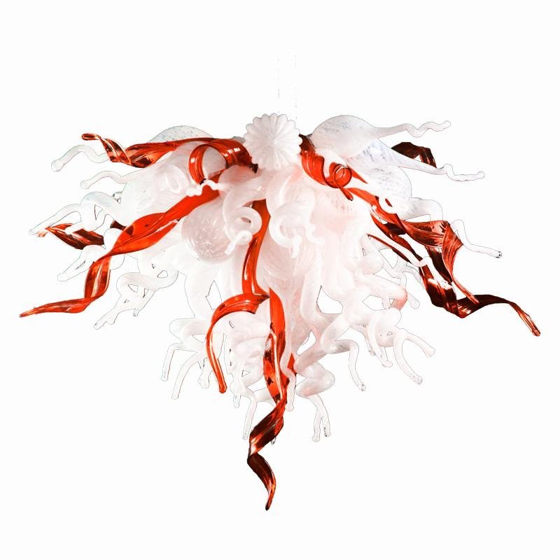 Scarlet Ribbon & Alabaster Murano Style Blown Glass Chandelier - BeyPan Hauptbild
