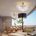 Semi-Flush Bubbles Chandelier Clear Ribbed Texture Glass Balls - BeyPan