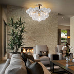 Semi-Flush Bubbles Chandelier Clear Ribbed Texture Glass Balls - BeyPan