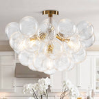 Semi-Flush Bubbles Chandelier Clear Ribbed Texture Glass Balls - BeyPan