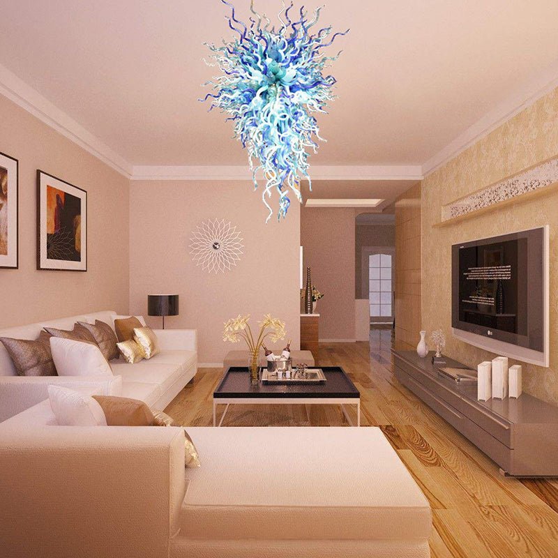 Serene Coastal Hand-Blown Glass Chandelier | Ocean Blue Fluidity Art Lighting Zweitbild